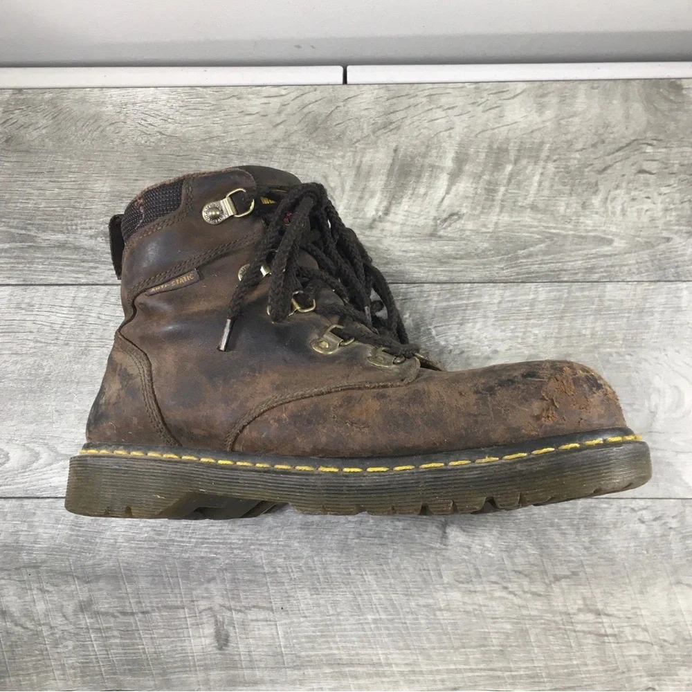 Mens Dr Martens DM242 Industrial Air Wair Steel Toe Leather Holkham Boots Size 9
